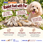 Dehydrated Rabbit Foot with Fur Dog Treat | Single-Ingredient, Natural Fiber