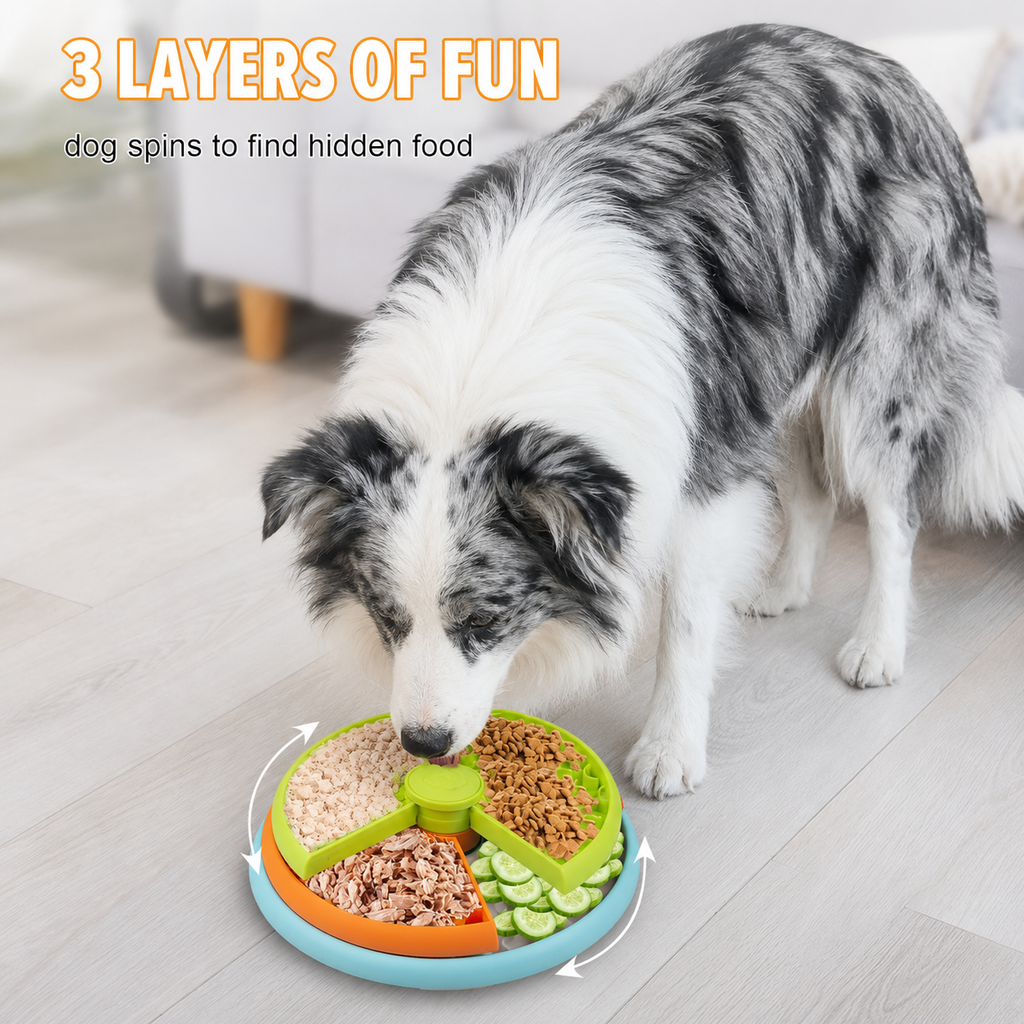 Slow Feeder Dog Bowl 3 Levels, Reduces Boredom and Anxiety, Non-Slip Interactive Puzzle Feeder, Suitable for Small/Medium/Larger Dogs