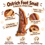 Dehydrated Ostrich Foot Dog Chew (Small) | Single-Ingredient, Tendon & Bone