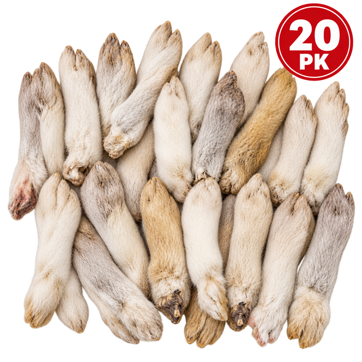 Dehydrated Rabbit Foot with Fur Dog Treat | Single-Ingredient, Natural Fiber