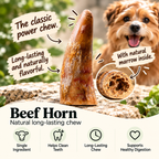 Dehydrated Beef Horn Dog Chew (Large) | Single-Ingredient, Ultra-Durable