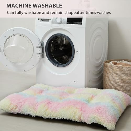 Rainbow Plush Dog Bed Large 40*28*4in