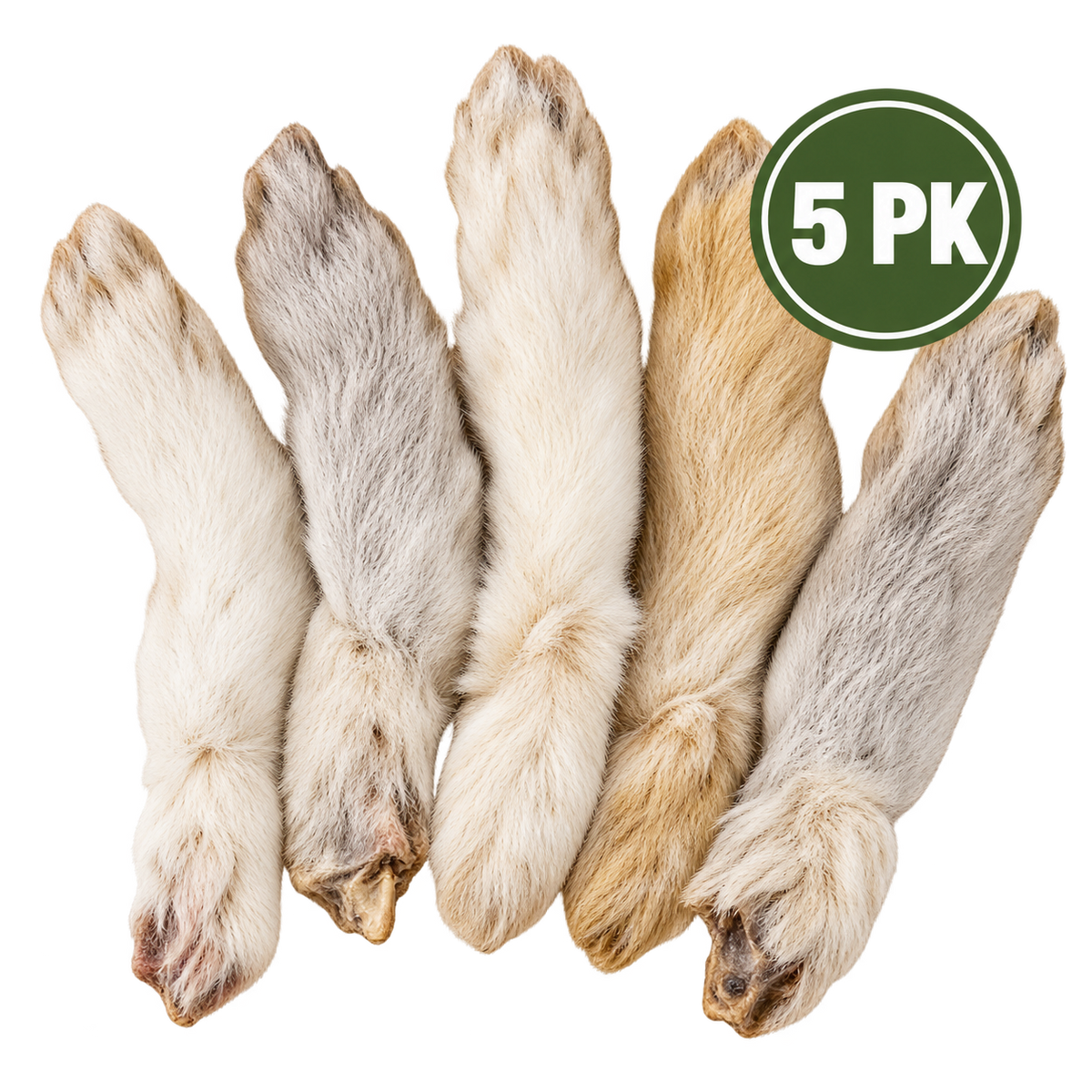 Dehydrated Rabbit Foot with Fur Dog Treat | Single-Ingredient, Natural Fiber