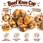 Dehydrated Beef Knee Cap Dog Chew 4oz | Single-Ingredient, Long-Lasting