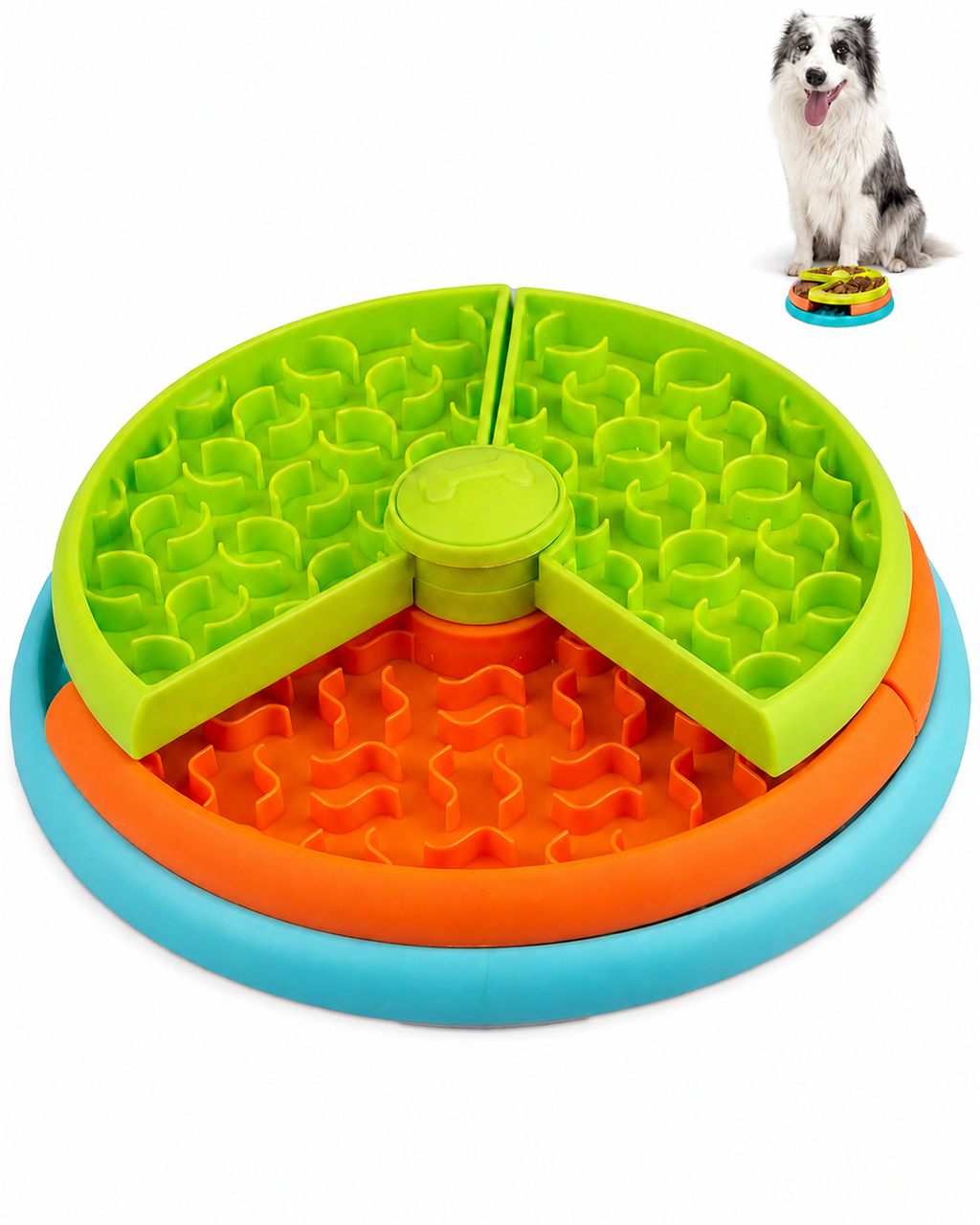 Slow Feeder Dog Bowl 3 Levels, Reduces Boredom and Anxiety, Non-Slip Interactive Puzzle Feeder, Suitable for Small/Medium/Larger Dogs