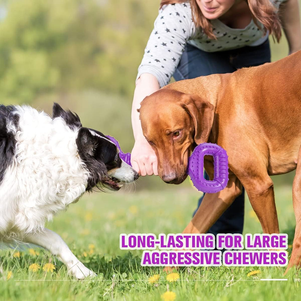 Dog Toys for Aggressive Chewers Large Breed 15 inch Interactive Dog Toy Large Long lasting Dog Toys with Convex Design Natural Rubber Tug-of-war Toy for Medium Large Dogs Tooth Clean (Purple)