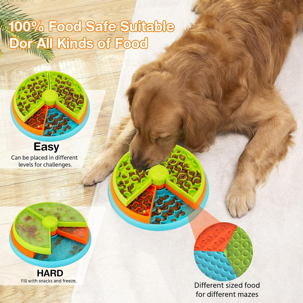 Slow Feeder Dog Bowl 3 Levels, Reduces Boredom and Anxiety, Non-Slip Interactive Puzzle Feeder, Suitable for Small/Medium/Larger Dogs