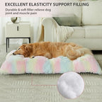 Rainbow Plush Dog Bed Large 40*28*4in
