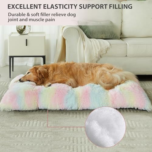 Rainbow Plush Dog Bed Large 40*28*4in