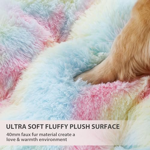 Rainbow Plush Dog Bed Large 40*28*4in