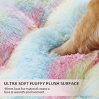 Rainbow Plush Dog Bed Large 40*28*4in