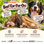 Dehydrated Cow Ear Dog Chew | Single-Ingredient, Fur-On, Natural Fiber Treat