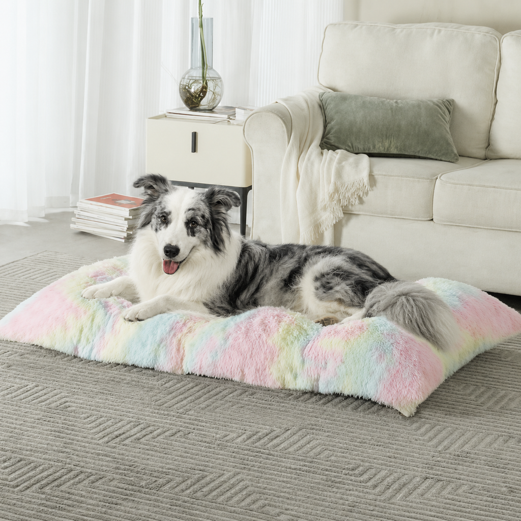 Rainbow Plush Dog Bed Large 40*28*4in
