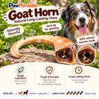 Dehydrated Goat Horn Dog Chew (Large) | Single-Ingredient, Ultra-Durable, Long-Lasting