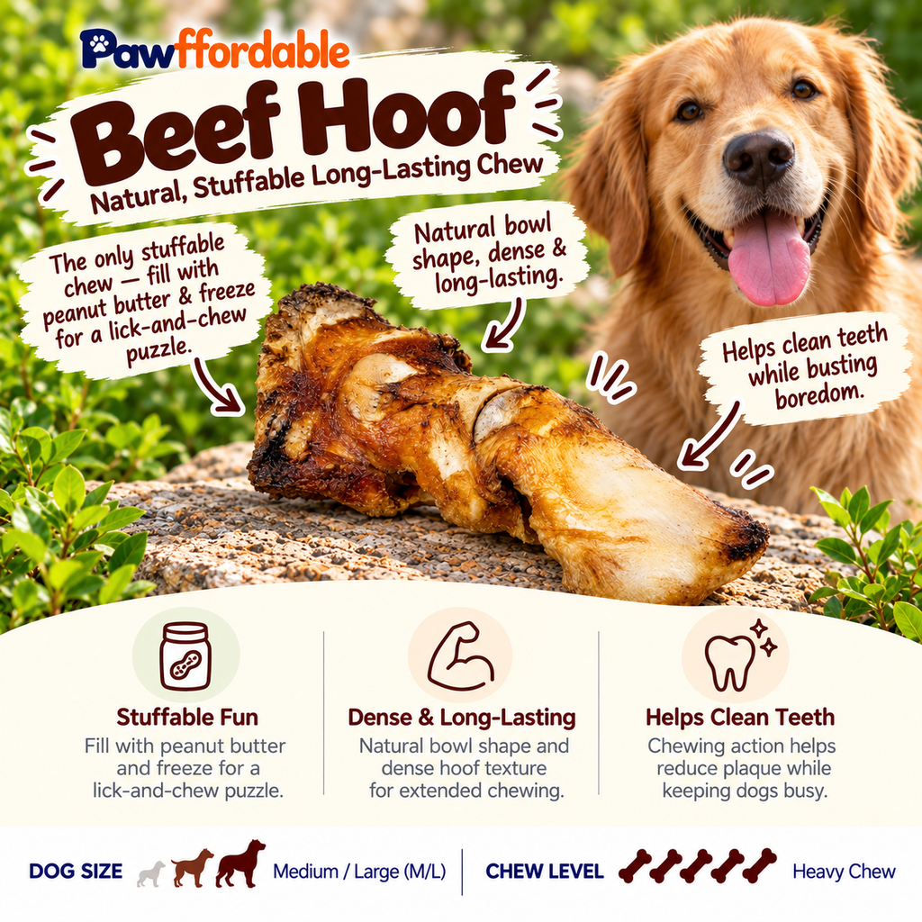 Dehydrated Beef Hoof Dog Chew | Single-Ingredient, Natural Bone, Long-Lasting