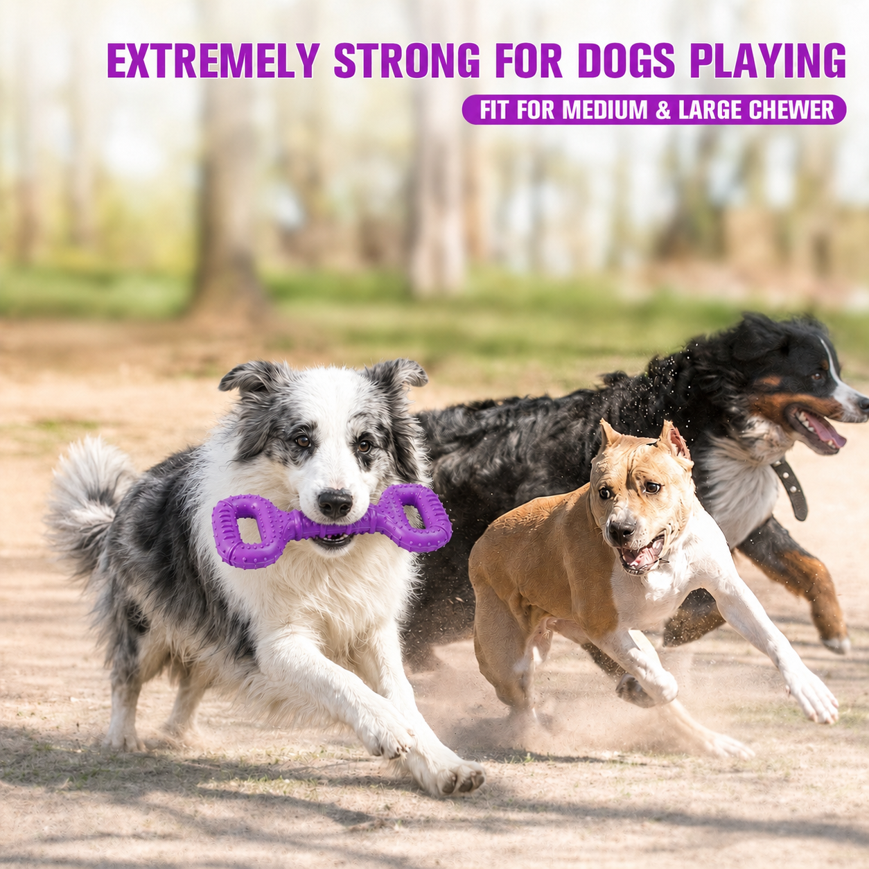 Dog Toys for Aggressive Chewers Large Breed 15 inch Interactive Dog Toy Large Long lasting Dog Toys with Convex Design Natural Rubber Tug-of-war Toy for Medium Large Dogs Tooth Clean (Purple)