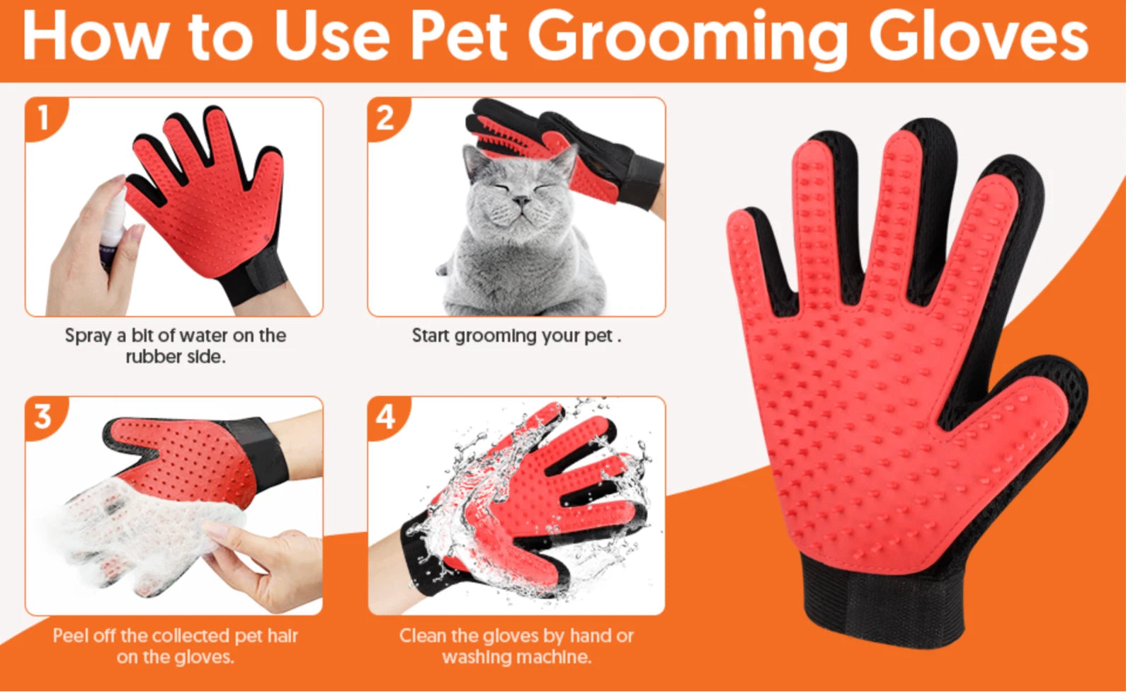 Grooming Care Pet Hair Remover Roller and Pet Grooming Gloves, Deshedding