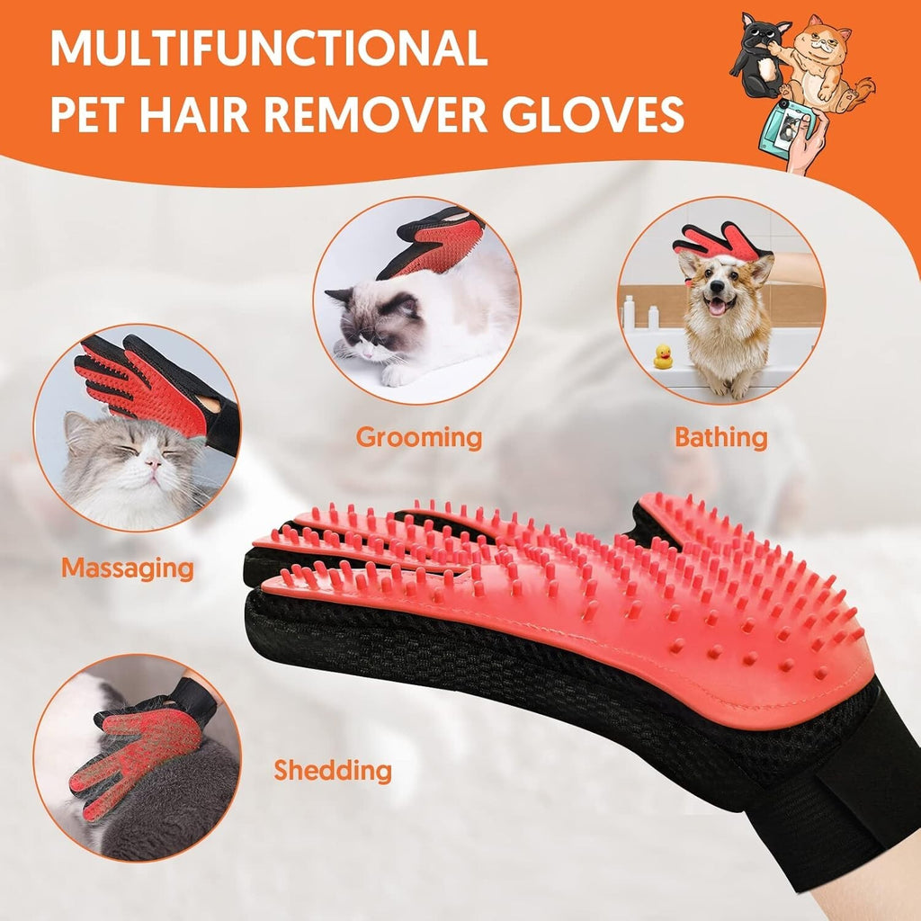 Grooming Care Pet Hair Remover Roller and Pet Grooming Gloves, Deshedding